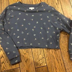 Cropped Crew neck floral sweatshirt
